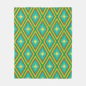 Mid Century sterren op diamanten in groen en geel Fleece Deken (Voorkant)