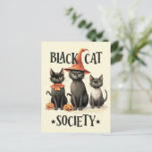 Mid-Century  stijl Black Cat Society Briefkaart (Staand voorkant)