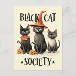 Mid-Century  stijl Black Cat Society Briefkaart