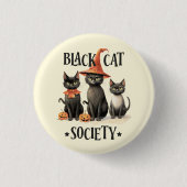 Mid-Century  stijl Black Cat Society Ronde Button 3,2 Cm (Voorkant)
