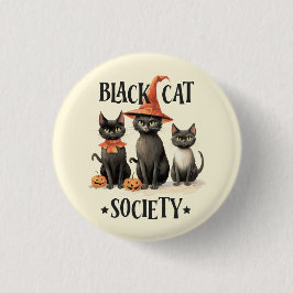 Mid-Century  stijl Black Cat Society Ronde Button 3,2 Cm