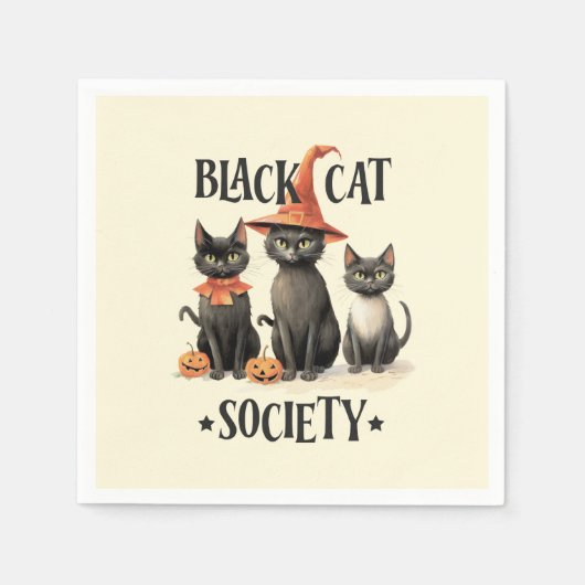 Mid-Century  stijl Black Cat Society Servet (Voorkant)