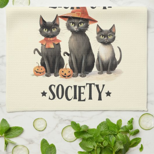 Mid-Century  stijl Black Cat Society Theedoek (Gevouwen)