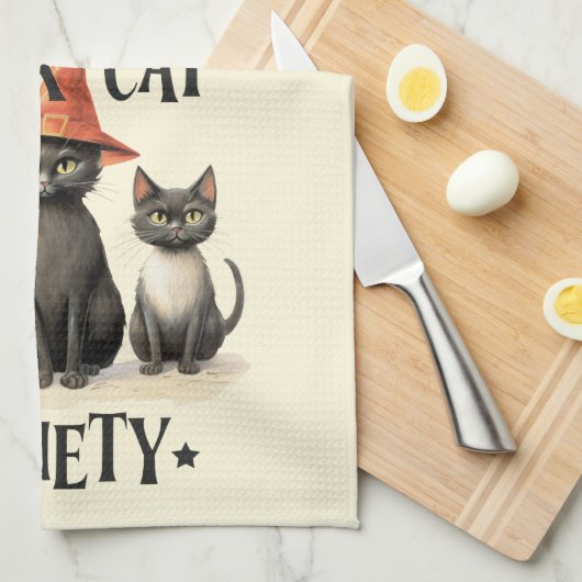 Mid-Century  stijl Black Cat Society Theedoek (Quarter Fold)