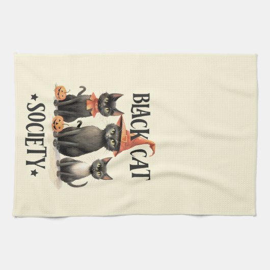 Mid-Century  stijl Black Cat Society Theedoek (Horizontaal)