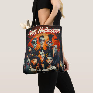 Mid Century stijl kostuums en cocktails Halloween Tote Bag