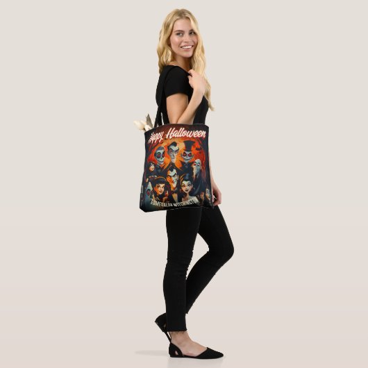 Mid Century stijl kostuums en cocktails Halloween Tote Bag (Op model)