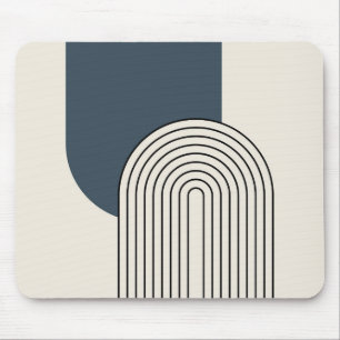 Mid Century stijl lijnkunst met donkerblauwe boog Muismat