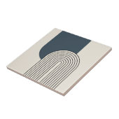 Mid Century stijl lijnkunst met donkerblauwe boog Tegeltje (Zijkant)