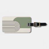 Mid Century stijl lijnkunst met groene boog Bagagelabel (Voorkant horizontaal)