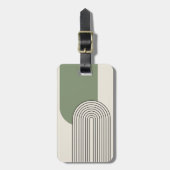 Mid Century stijl lijnkunst met groene boog Bagagelabel (Voorkant verticaal)