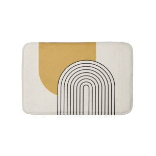 Mid Century stijl lijnkunst met mosterd kleur boog Badmat