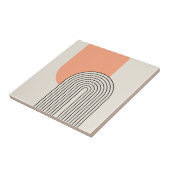 Mid Century stijl lijnkunst met roze boog Tegeltje (Zijkant)