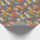 Mid Century Style Marching Band op Grey Cadeaupapier (Hoek)