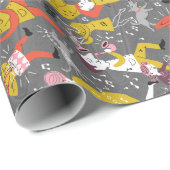 Mid Century Style Marching Band op Grey Cadeaupapier (Rol Hoek)