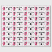 Mid Century Style Verjaardag Katten Roze Stoel Dot Cadeaupapier (Vlak)