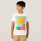 Mid-Century Sun & Nature Art Print - Stylized Sun  T-shirt (Voorkant volledig)