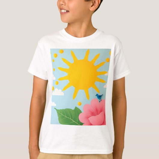 Mid-Century Sun & Nature Art Print - Stylized Sun  T-shirt (Voorkant)