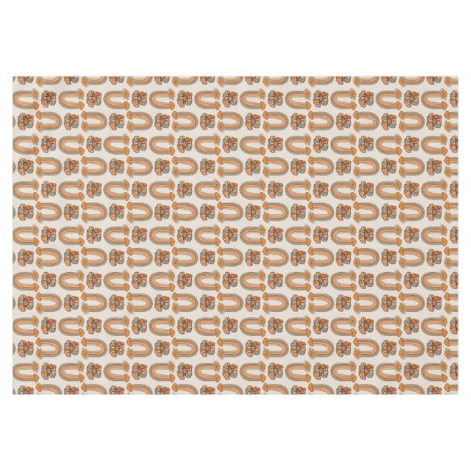 Mid-Century Tablecloth Copper & Pink Bloom Style Tafelkleed (Voorkant (Horizontaal))