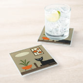 Mid Century Tafelblad Kat met Mod Pods Glazen Onderzetter (Schuin)