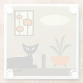 Mid Century Tafelblad Kat met Mod Pods Glazen Onderzetter (Achterkant)