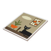 Mid Century Tafelblad Kat met Mod Pods Tegeltje (Zijkant)