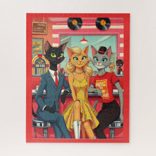 Mid Century Teenage Katten In Een Diner Legpuzzel