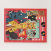 Mid Century Teenage Katten In Een Diner Legpuzzel (Horizontaal)