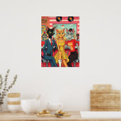 Mid Century Teenage Katten In Een Diner Poster (Keuken)