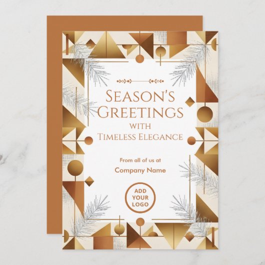 Mid-Century Tinsel & Brass Corporate  Feestdagenkaart (Voorkant / Achterkant)