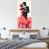 Mid Century Valentijn Dancing Paar Canvas Afdruk (Insitu (Slaapkamer))