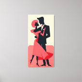 Mid Century Valentijn Dancing Paar Canvas Afdruk (Voorkant)