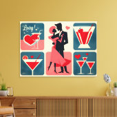 Mid Century Valentijn Dancing Paar Canvas Afdruk (Insitu (Woonkamer))