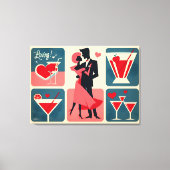 Mid Century Valentijn Dancing Paar Canvas Afdruk (Voorkant)