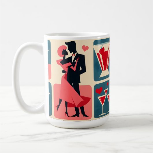 Mid Century Valentijn Dancing Paar Koffiemok (Links)