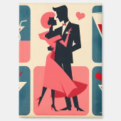 Mid Century Valentijn Dancing Paar Magneet (Voorkant)