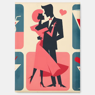 Mid Century Valentijn Dancing Paar Magneet