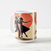 Mid Century Valentijn Dancing Paar met Martini Koffiemok (Voorkant links)