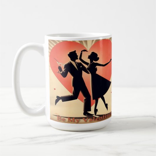 Mid Century Valentijn Dancing Paar met Martini Koffiemok (Links)