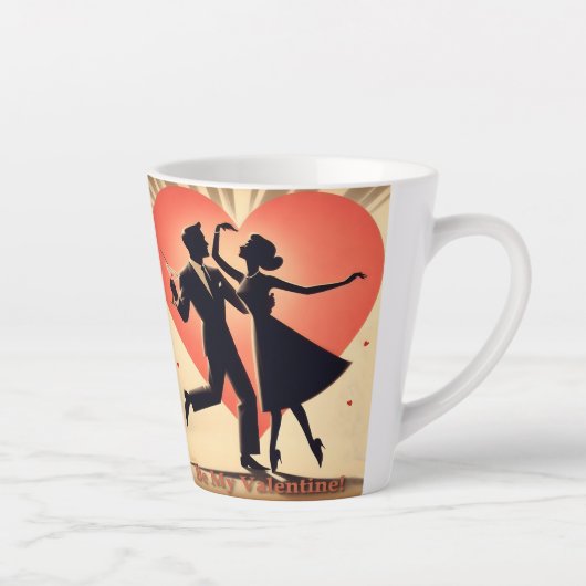 Mid Century Valentijn Dancing Paar met Martini Latte Mok (Rechts)