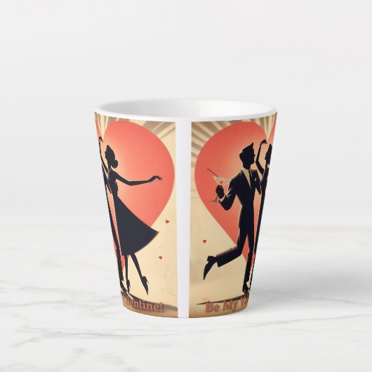 Mid Century Valentijn Dancing Paar met Martini Latte Mok (Voorkant)