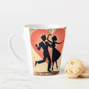 Mid Century Valentijn Dancing Paar met Martini Latte Mok
