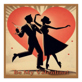 Mid Century Valentijn Dancing Paar met Martini Perfect Poster