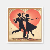 Mid Century Valentijn Dancing Paar met Martini Servet (Voorkant)