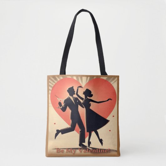 Mid Century Valentijn Dancing Paar met Martini Tote Bag (Voorkant)