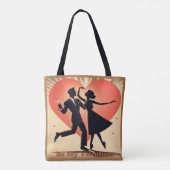 Mid Century Valentijn Dancing Paar met Martini Tote Bag (Achterkant)