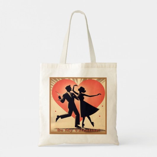 Mid Century Valentijn Dancing Paar met Martini Tote Bag (Achterkant)