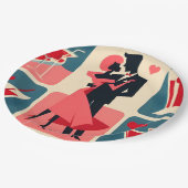 Mid Century Valentijn Dancing Paar Papieren Bordje (Gekanteld)