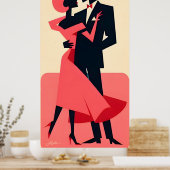 Mid Century Valentijn Dancing Paar Poster (Keuken)