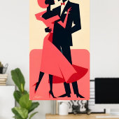 Mid Century Valentijn Dancing Paar Poster (Thuiskantoor)